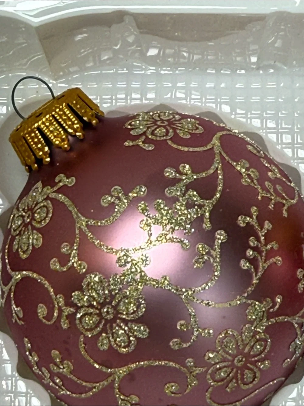 Box of Vintage Christmas by Krebs Ornate Oranments (4) Pink
